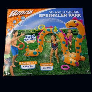 Banzai Splash-O-Saurus Sprinkler Park Kids Inflatable Water Play Dino Yard Toy